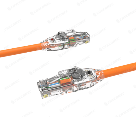Kabel Tambalan Berpandu LED Disenaraikan UL 24 AWG Cat.6 UTP PVC Kuprum 1M Warna Jingga - Kord Tampalan UL Disenaraikan LED Traceable Cat.6 UTP 24AWG.